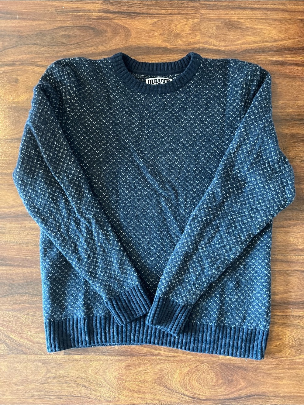 Duluth Trading Co Navy Textured Crewneck Sweater